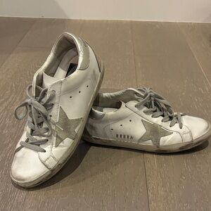 Authentic Golden Goose White and Silver Sneakers